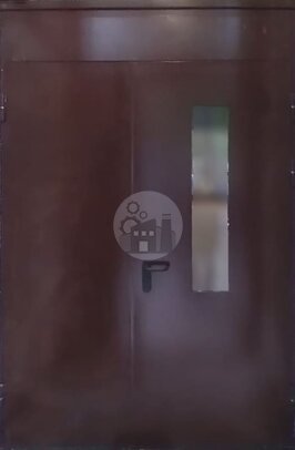 дверь двустворчатая стальная с верхней вставкой (порошковый окрас и стеклопакет)-ДВ-1861