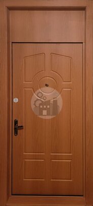 Дверь в квартиру с верхней вставкой, отделка порошок и МДФ-ДВ-1590